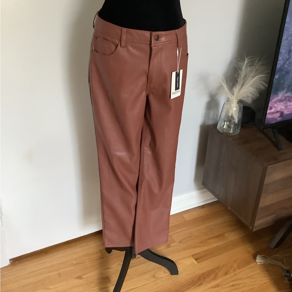 Kenzie Vegan Leather Brown Jeans
